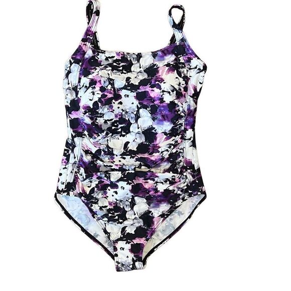 Rouched Floral One Piece Swimsuit - Picture 1 of 5